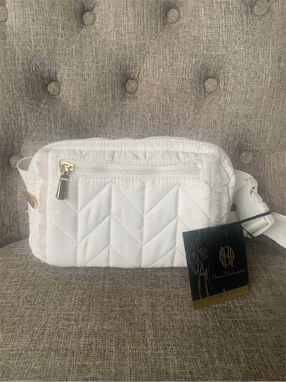 New with tags! House of Harlow 1960 White Quilted Crossbody Hip Bag